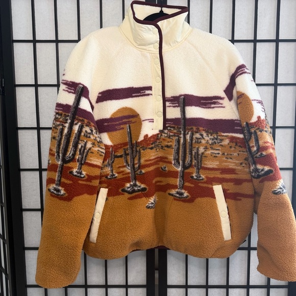 Wrangler Women’s Retro 1/2 Snap Button Fleece Jacket Medium NEW - Picture 2 of 5